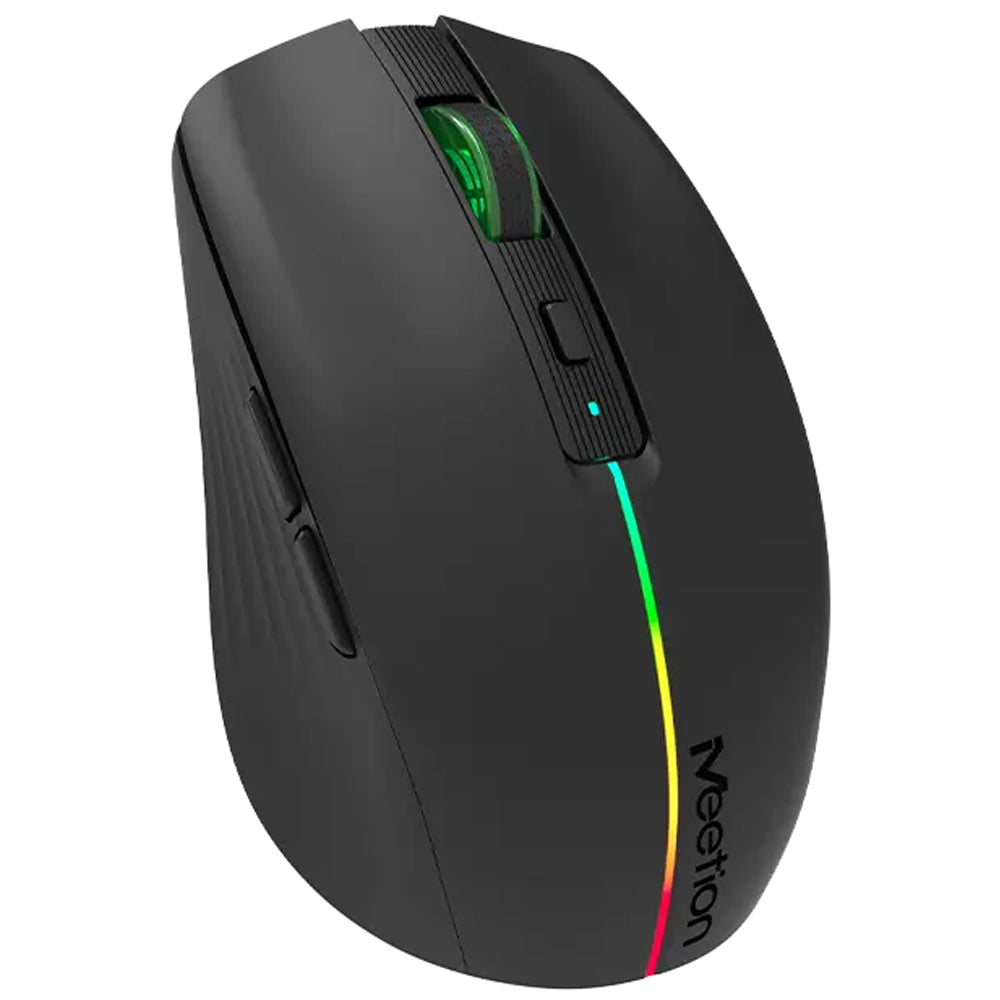 ماوس ميشن لاسلكي بلوتوث ثنائي الوضع قابل للشحن RGB جيمنج 1600 نقطة فى البوصة BTM002 - أسود