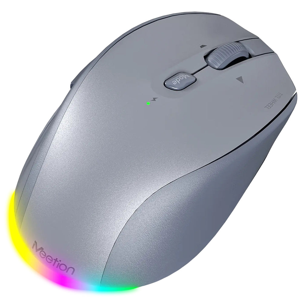 Meetion BTM007 Dual Mode Rechargeable Bluetooth Wireless RGB Gaming Mouse 2400Dpi - Gray