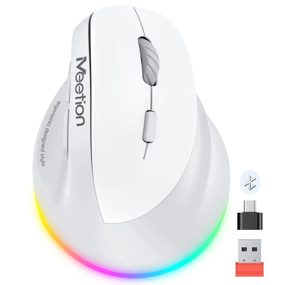 ماوس ميشن لاسلكي و سلكي بلوتوث ثلاثي الوضع قابل للشحن RGB جيمنج 2400 نقطة في البوصة لليد اليمنى BTM010R