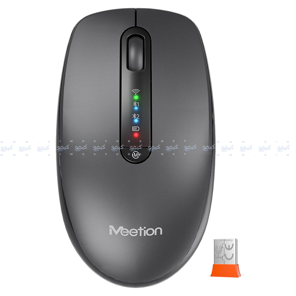 Meetion BTM100R Silent Dual Mode Rechargeable Bluetooth Wireless Mouse 3200Dpi - Steel Gray