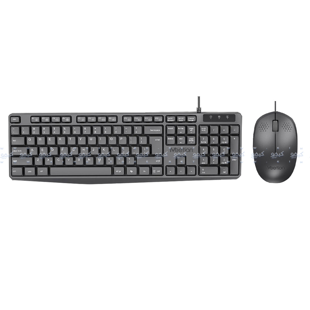 Meetion C235 Silent Wired Keyboard + Mouse Combo English & Arabic - Black