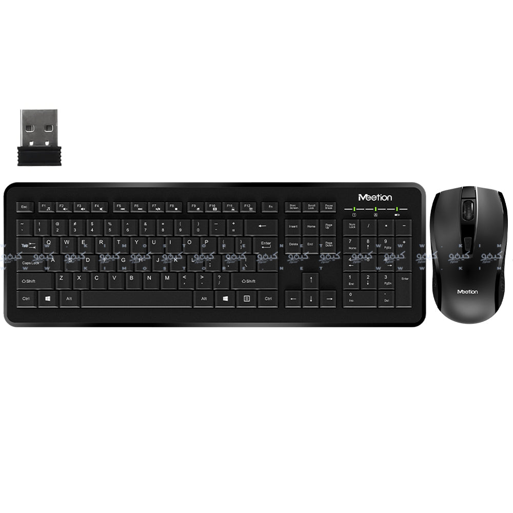 Meetion C4120 Little Wireless Keyboard + Mouse Combo English & Arabic - Black