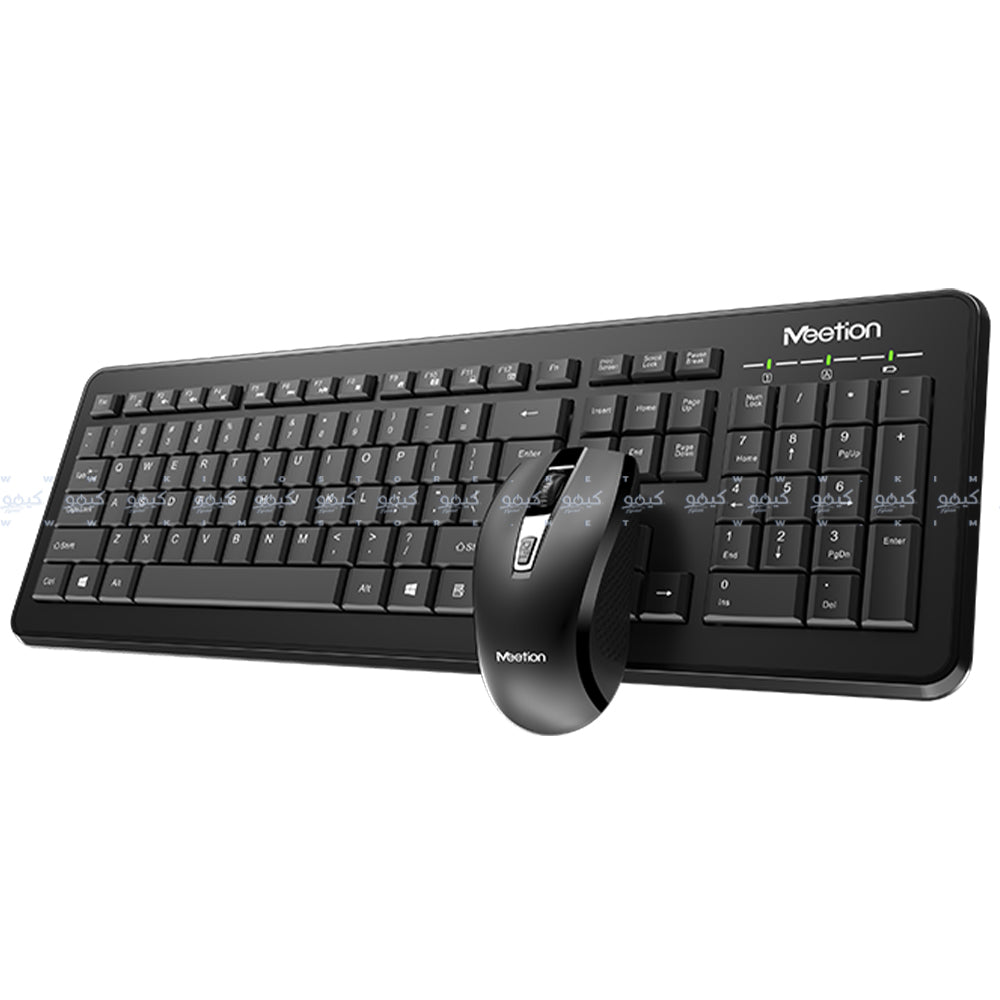 Meetion C4120 Little Wireless Keyboard + Mouse Combo English & Arabic - Black