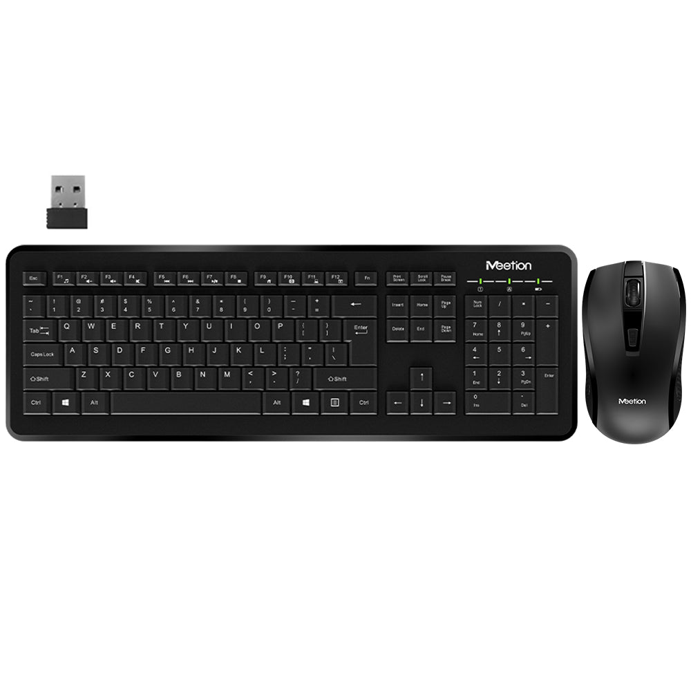 Meetion C4120 Little Wireless Keyboard + Mouse Combo English & Arabic - Black