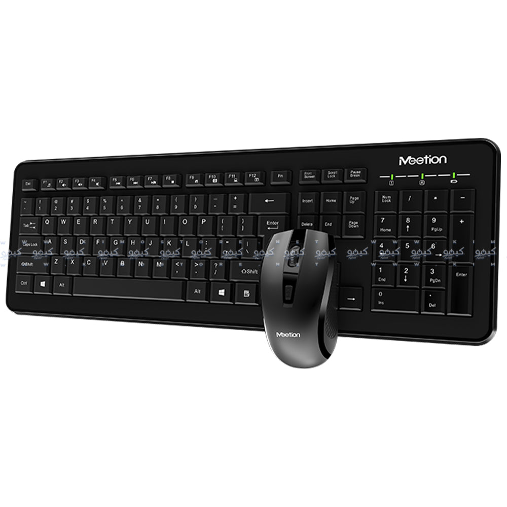 Meetion C4120 Little Wireless Keyboard + Mouse Combo English & Arabic - Black