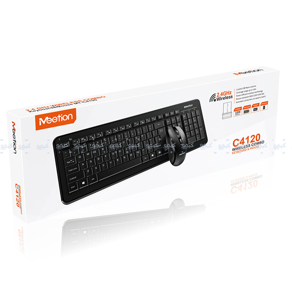 Meetion C4120 Little Wireless Keyboard + Mouse Combo English & Arabic - Black