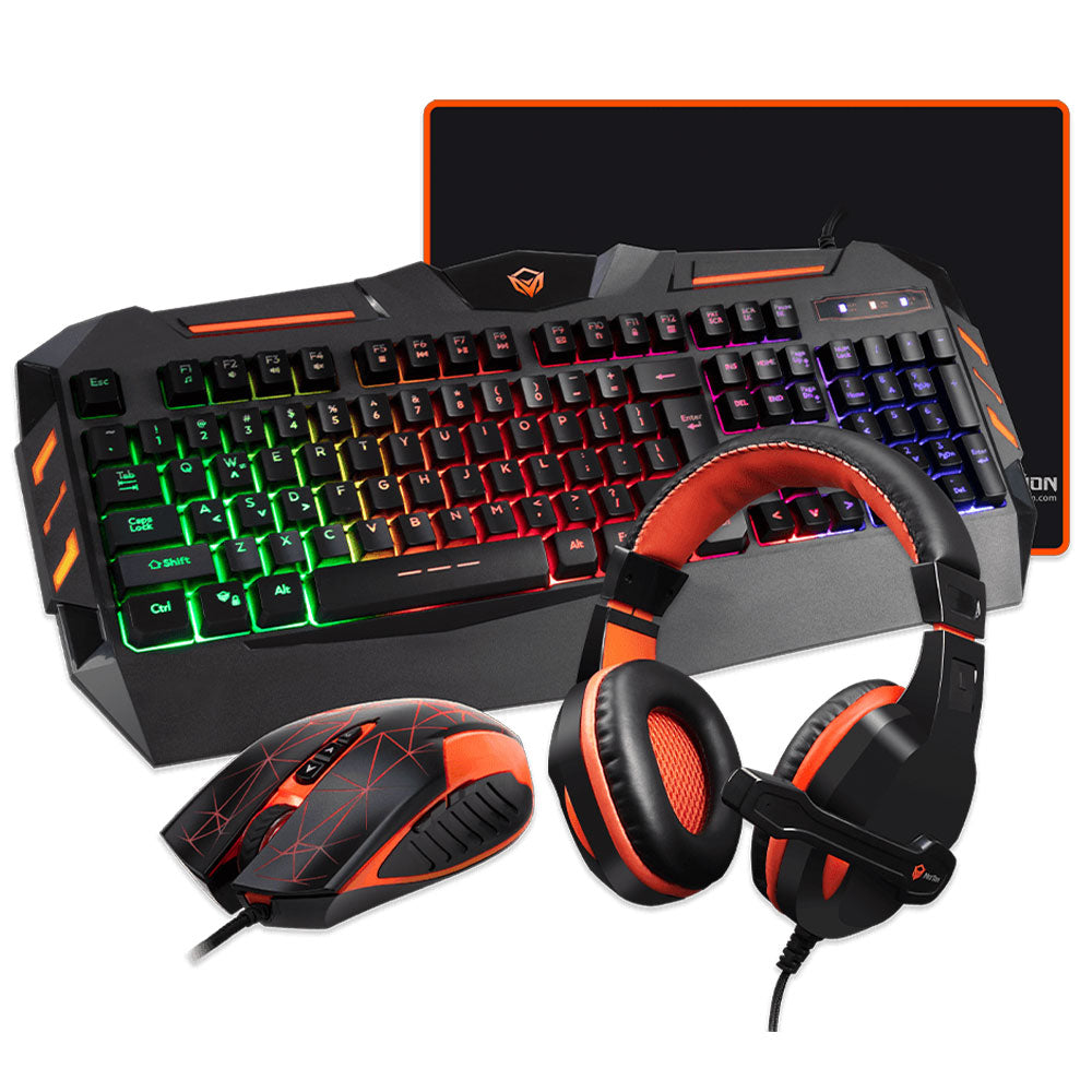 Meetion C500 4in1 Wired RGB Gaming Keyboard + Mouse + Mouse Pad + Headset Combo English & Arabic