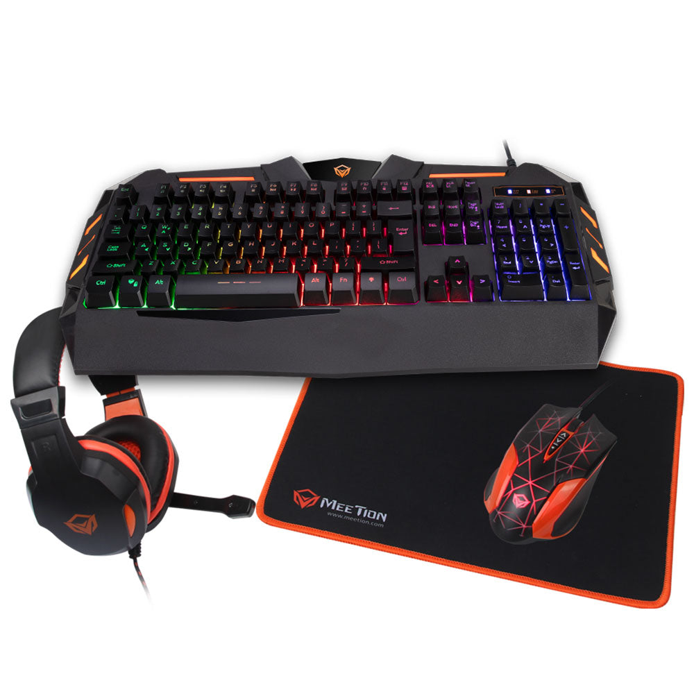 Meetion C500 4in1 Wired RGB Gaming Keyboard + Mouse + Mouse Pad + Headset Combo English & Arabic