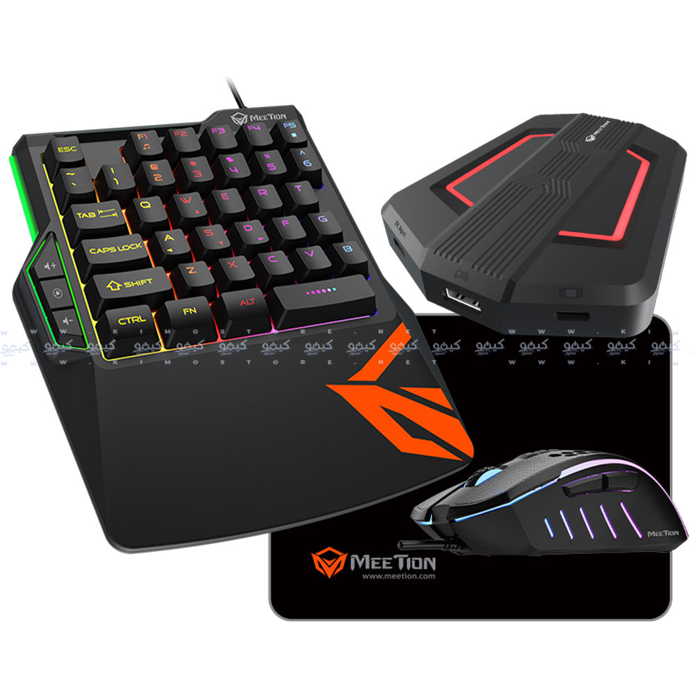 Meetion CO015 4in1 Wired Rainbow Gaming Keypad + Mouse + Mouse Pad + Adapter Combo English & Arabic
