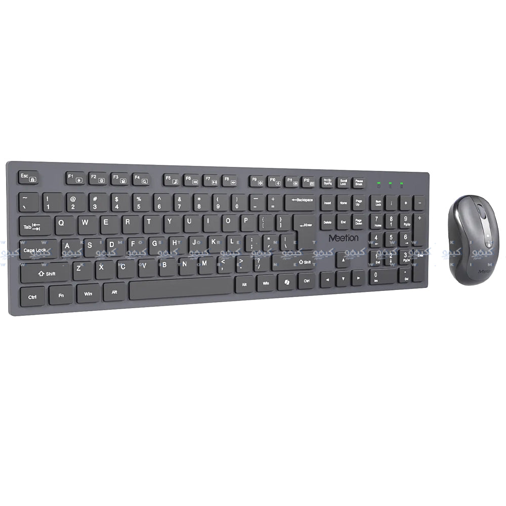 كيبورد + ماوس ميشن لاسلكي صامت كومبو إنجليزي وعربي CW216 - أسود