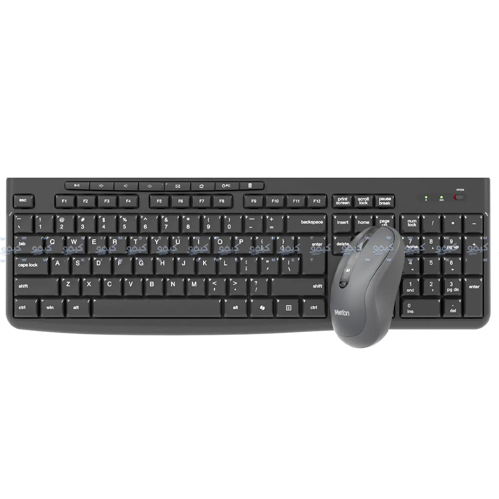 Meetion CW295 Silent Wireless Keyboard + Mouse Combo English & Arabic - Black