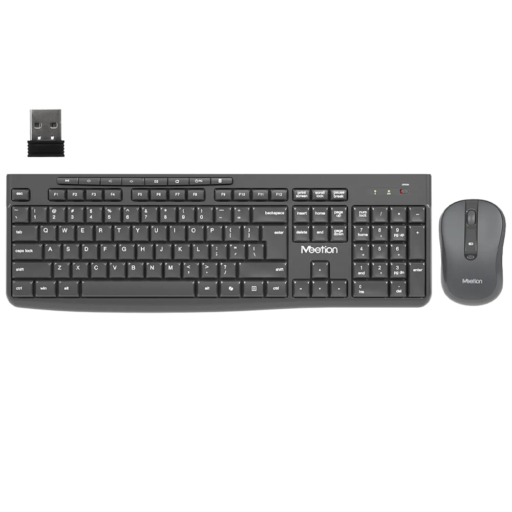 Meetion CW295 Silent Wireless Keyboard + Mouse Combo English & Arabic - Black