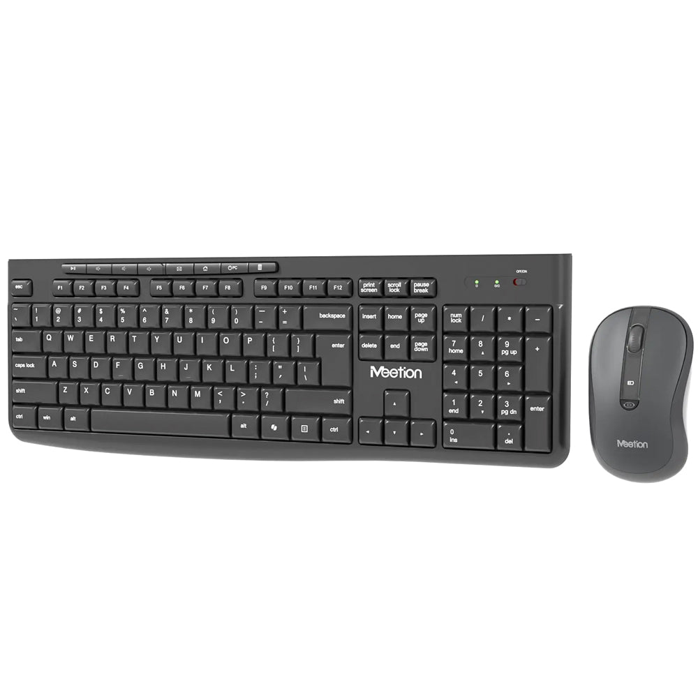 Meetion CW295 Silent Wireless Keyboard + Mouse Combo English & Arabic - Black
