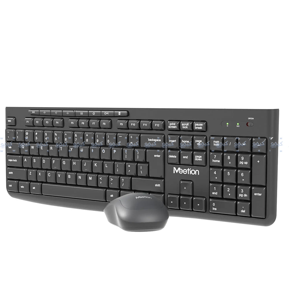 Meetion CW295 Silent Wireless Keyboard + Mouse Combo English & Arabic - Black