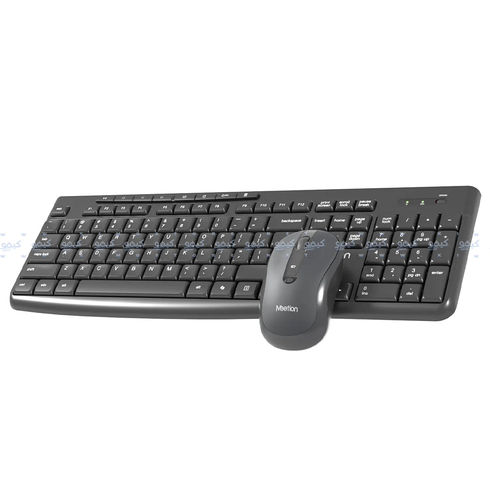 Meetion CW295 Silent Wireless Keyboard + Mouse Combo English & Arabic - Black