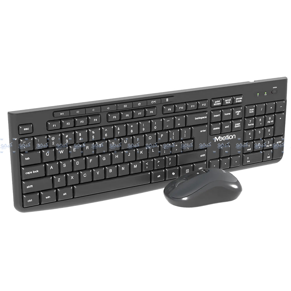 Meetion CW295 Silent Wireless Keyboard + Mouse Combo English & Arabic - Black