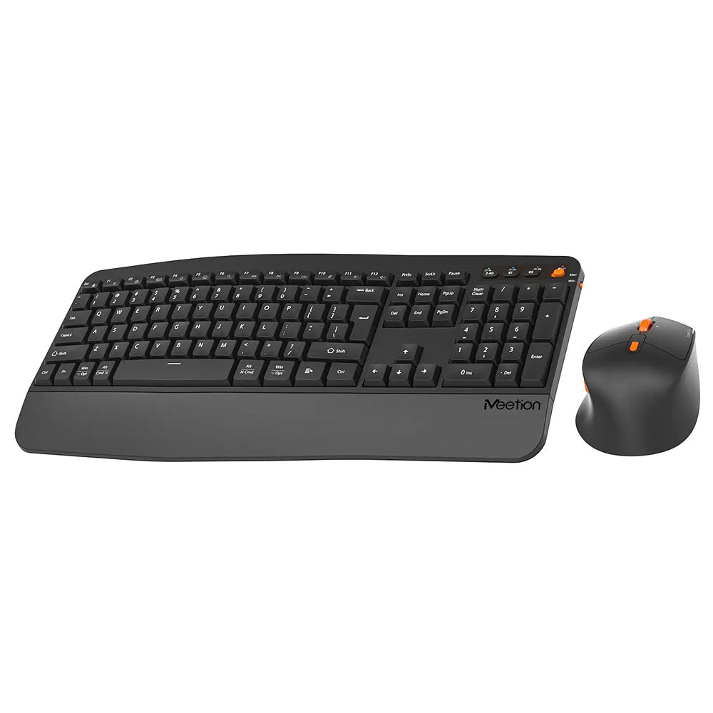 Meetion Director A2 Dual Mode Bluetooth Wireless Keyboard + Mouse Combo English & Arabic - Black