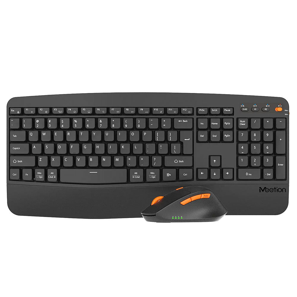 Meetion Director A2 Dual Mode Bluetooth Wireless Keyboard + Mouse Combo English & Arabic - Black