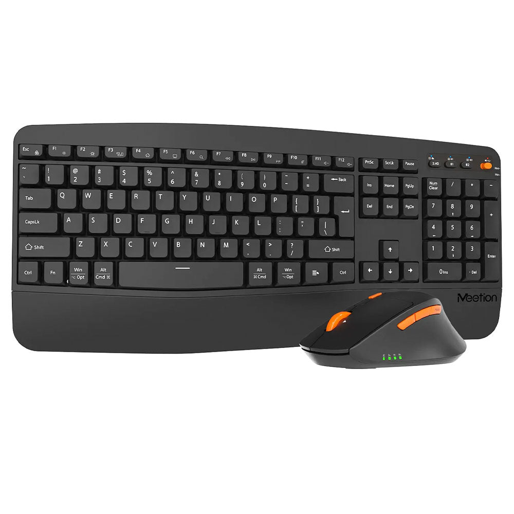 Meetion Director A2 Dual Mode Bluetooth Wireless Keyboard + Mouse Combo English & Arabic - Black