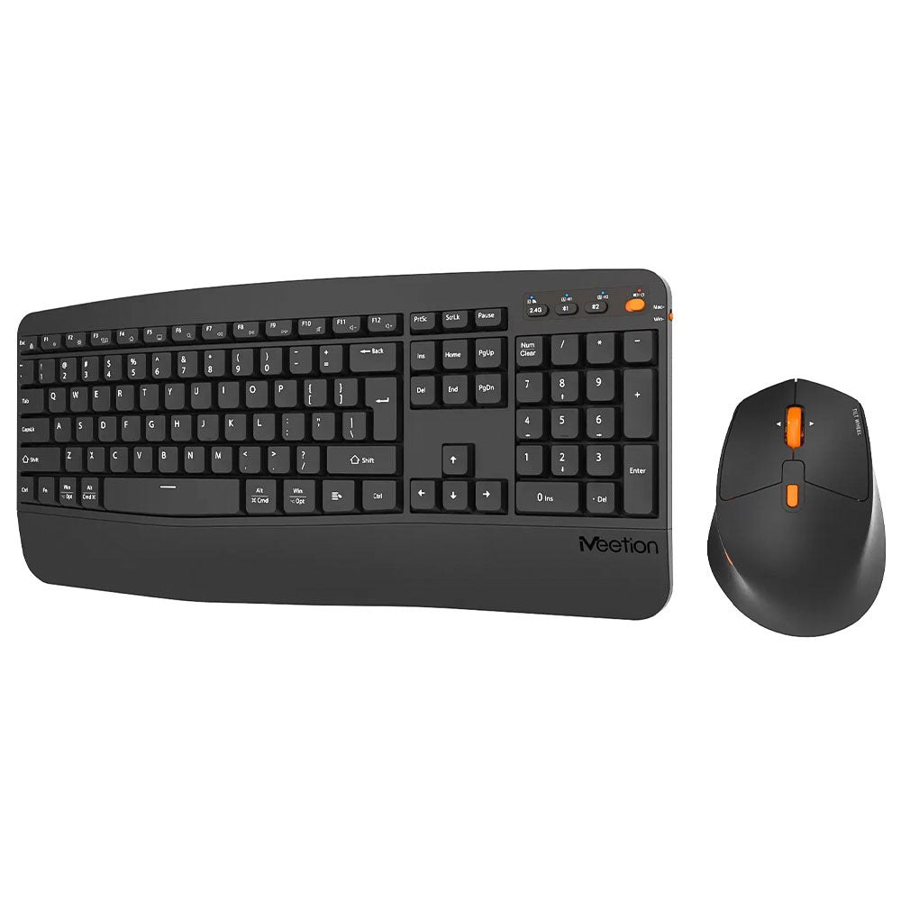 Meetion Director A2 Dual Mode Bluetooth Wireless Keyboard + Mouse Combo English & Arabic - Black
