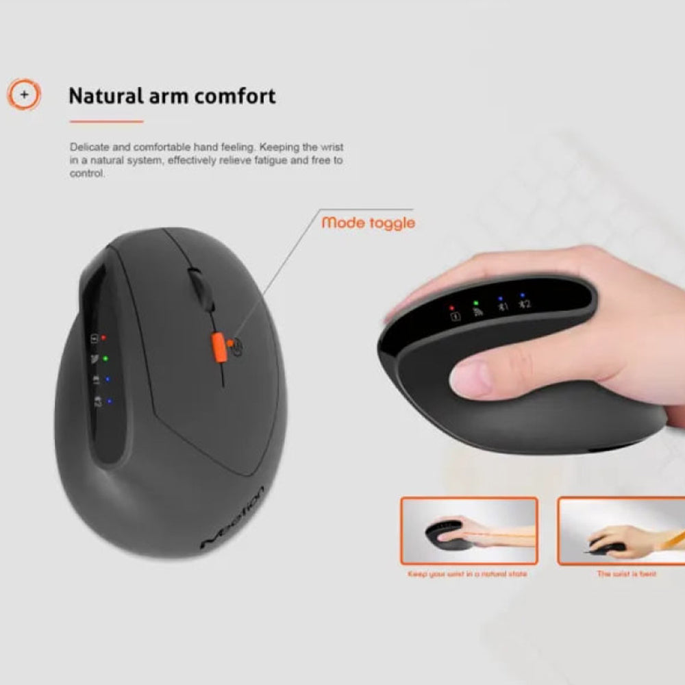 Meetion DirectorB2 Dual Mode Rechargeable Bluetooth Wireless Keyboard + Mouse Combo English & Arabic - Black