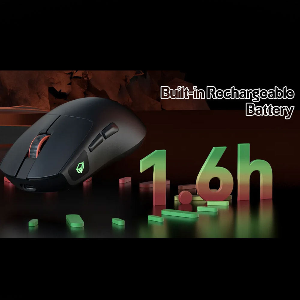 Meetion GW12 Triple Mode Rechargeable Bluetooth Wireless & Wired Mouse 12800Dpi - Black