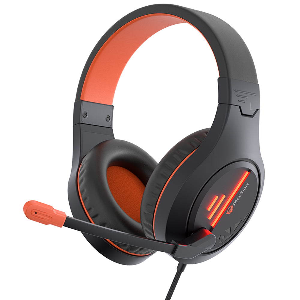 Meetion HP021 Stereo Gaming Headset Surround Sound With Noise-Cancelling Mic - Black x Orange