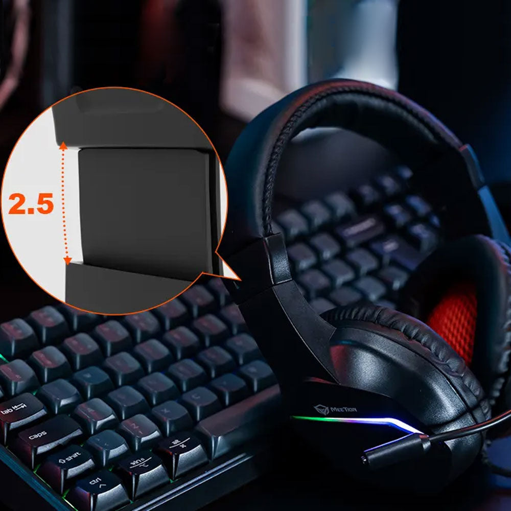 Meetion HP022 RGB Gaming Headset with Noise-Cancelling Mic - Black