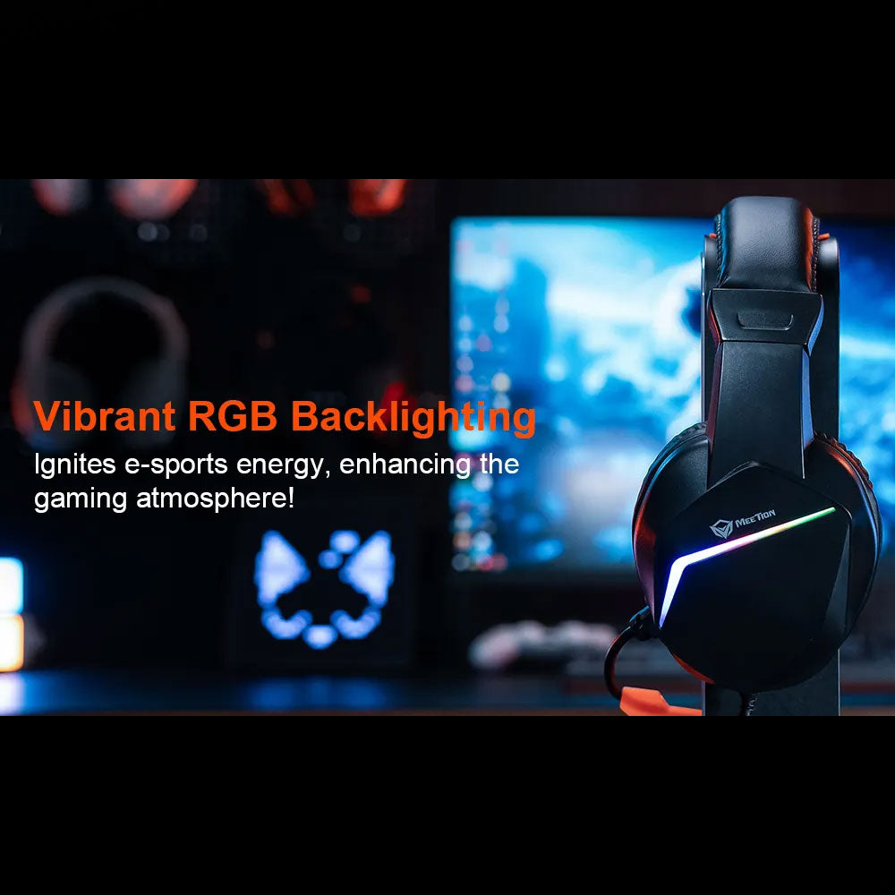 Meetion HP022 RGB Gaming Headset with Noise-Cancelling Mic - Black