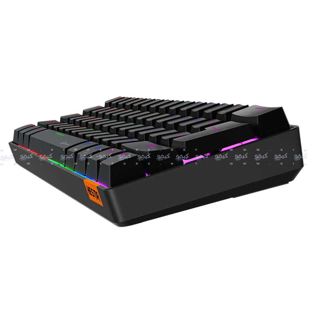 كيبورد ميشن سلكى رينبو جيمنج سويتش أزرق إنجليزى وعربي Hestia MK005