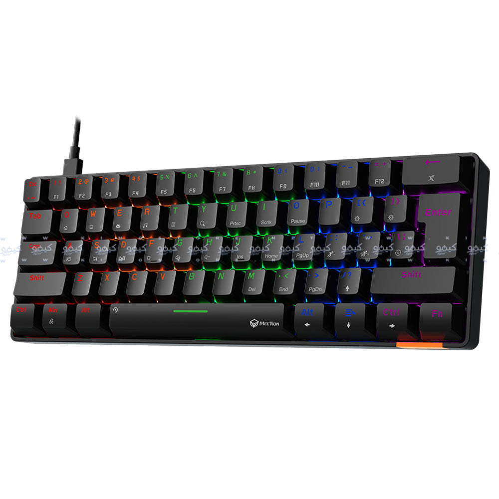 كيبورد ميشن سلكى رينبو جيمنج سويتش أزرق إنجليزى وعربي Hestia MK005