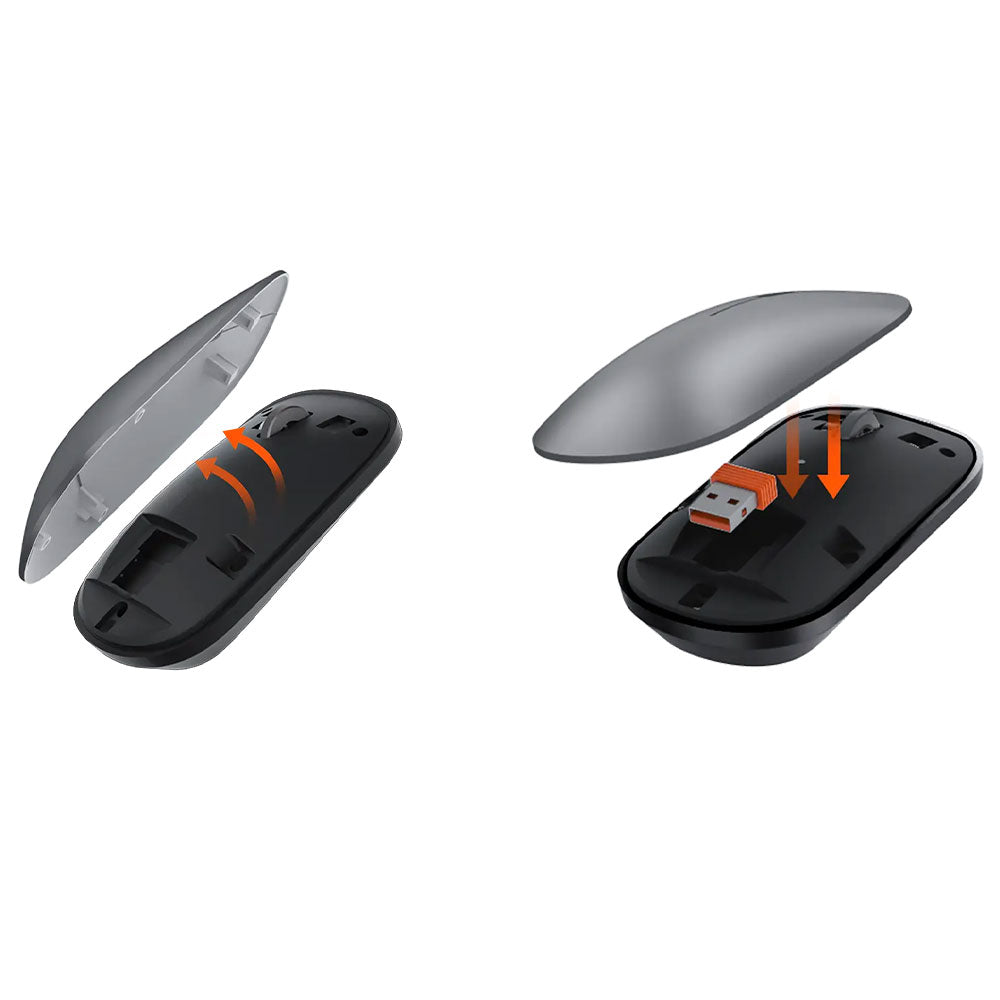 Meetion Ikey C230 Quite Slim Triple Mode Bluetooth Wireless & Wired Keyboard + Mouse Combo English & Arabic - Gray Black