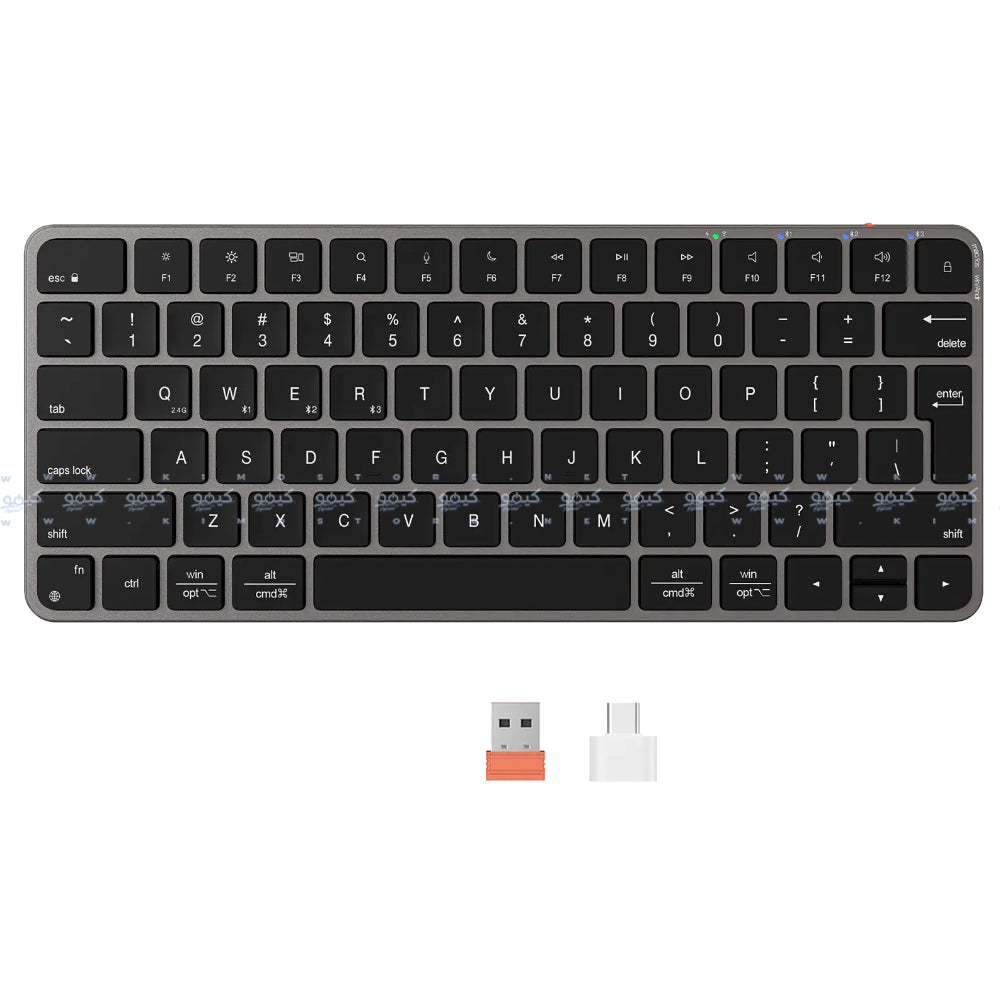 Meetion Ikey K210 Dual Mode Bluetooth Wireless Keyboard English & Arabic - Gray Black