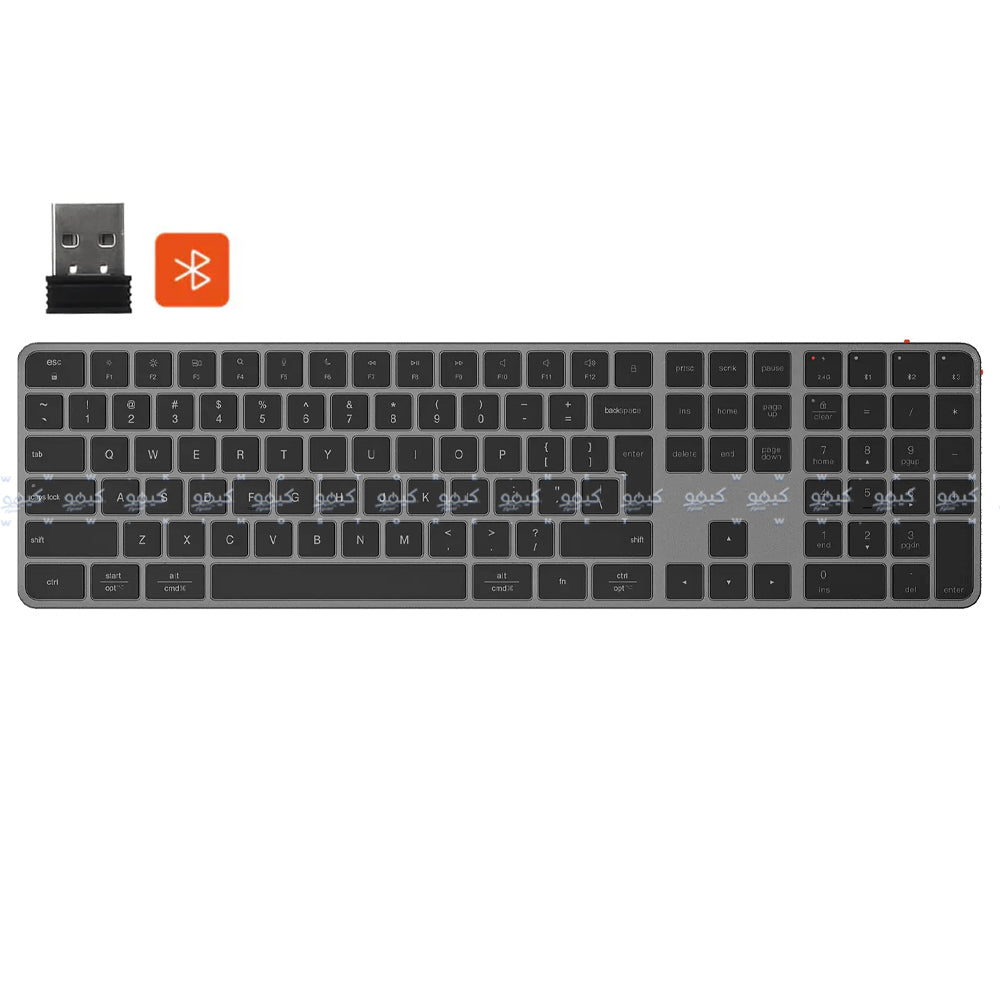 Meetion Ikey K230 Dual Mode Rechargeable Bluetooth Wireless Keyboard English & Arabic - Gray Black