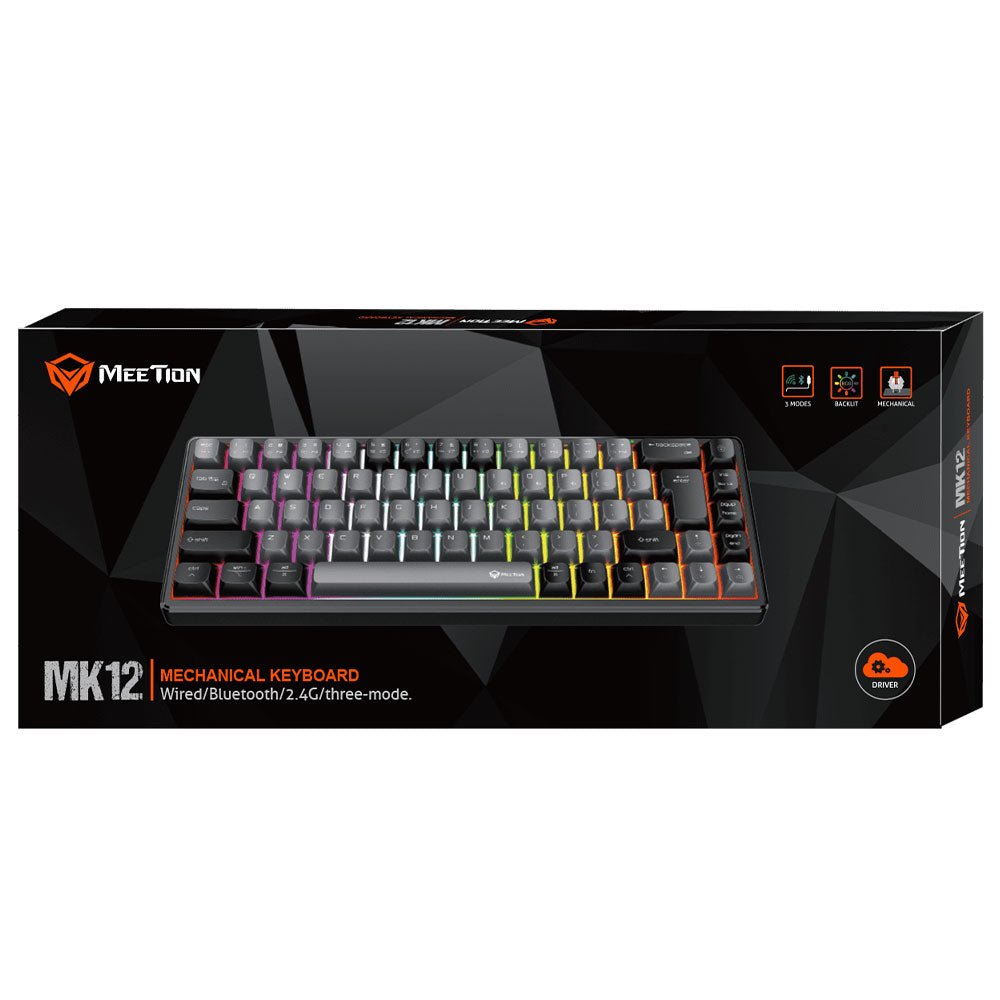 Meetion MK12 Triple-Mode Bluetooth Wireless & Wired RGB Gaming Keyboard English & Arabic