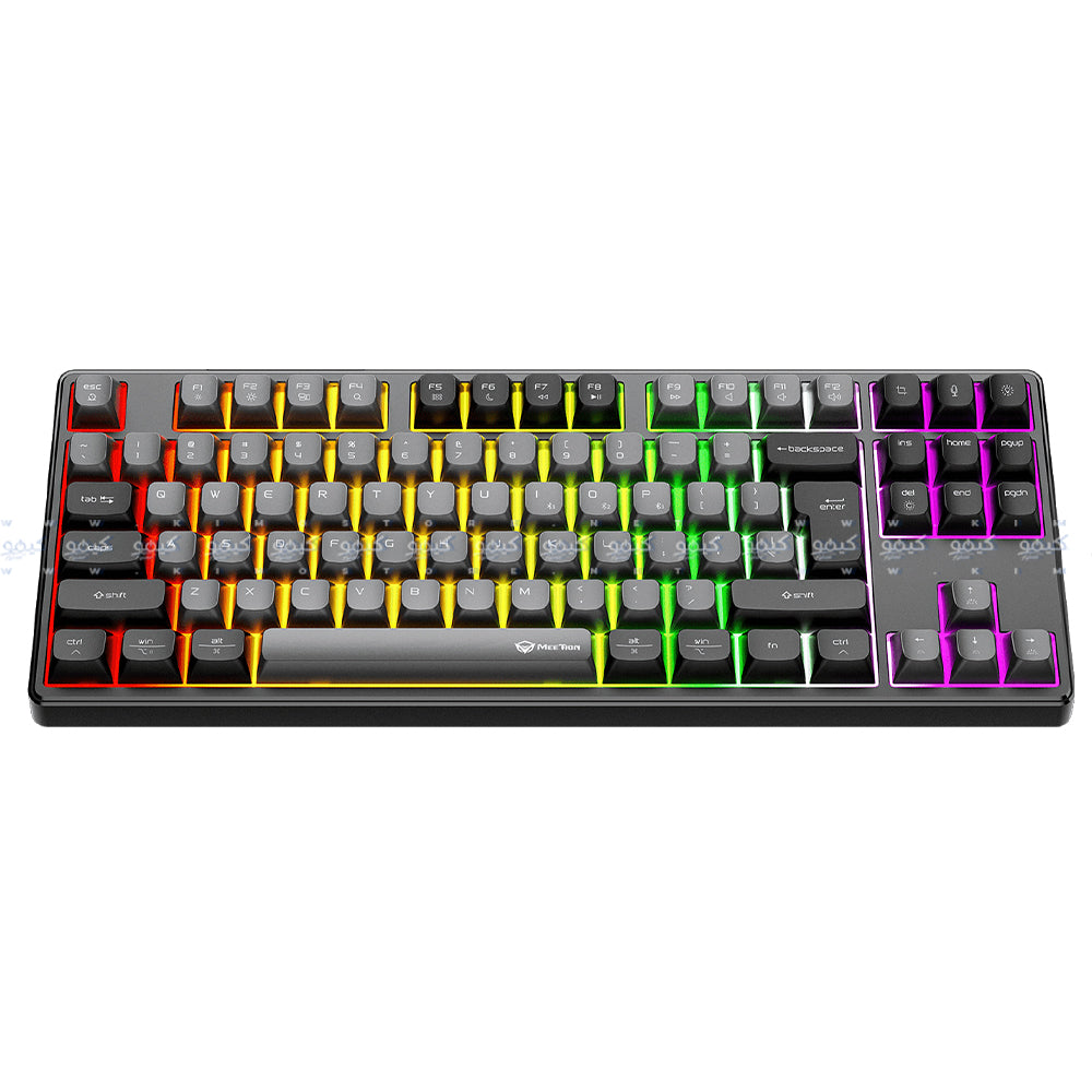 كيبورد ميشن سلكي و لاسلكي بلوتوث قابل للشحن RGB جيمنج إنجليزى وعربي MK14 TKL
