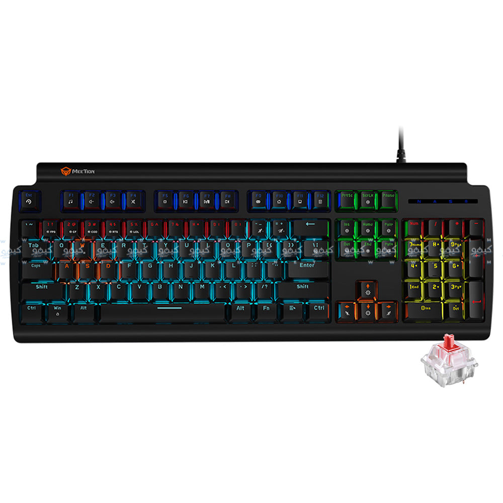 Meetion MK600RD Red Switch Wired Rainbow Gaming Keyboard English & Arabic