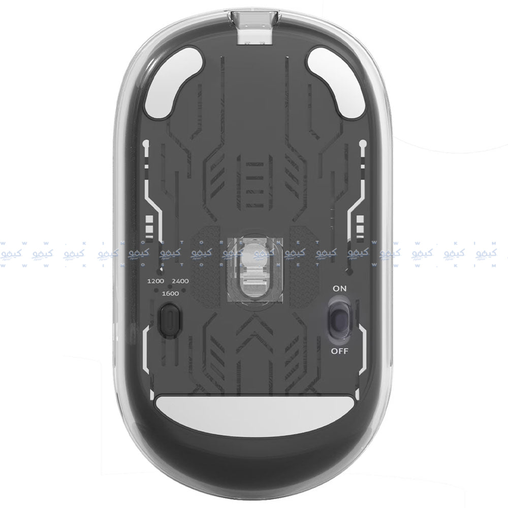 ماوس ميشن لاسلكي بلوتوث قابل للشحن 2400 نقطة في البوصة BTM005 - اسود شفاف