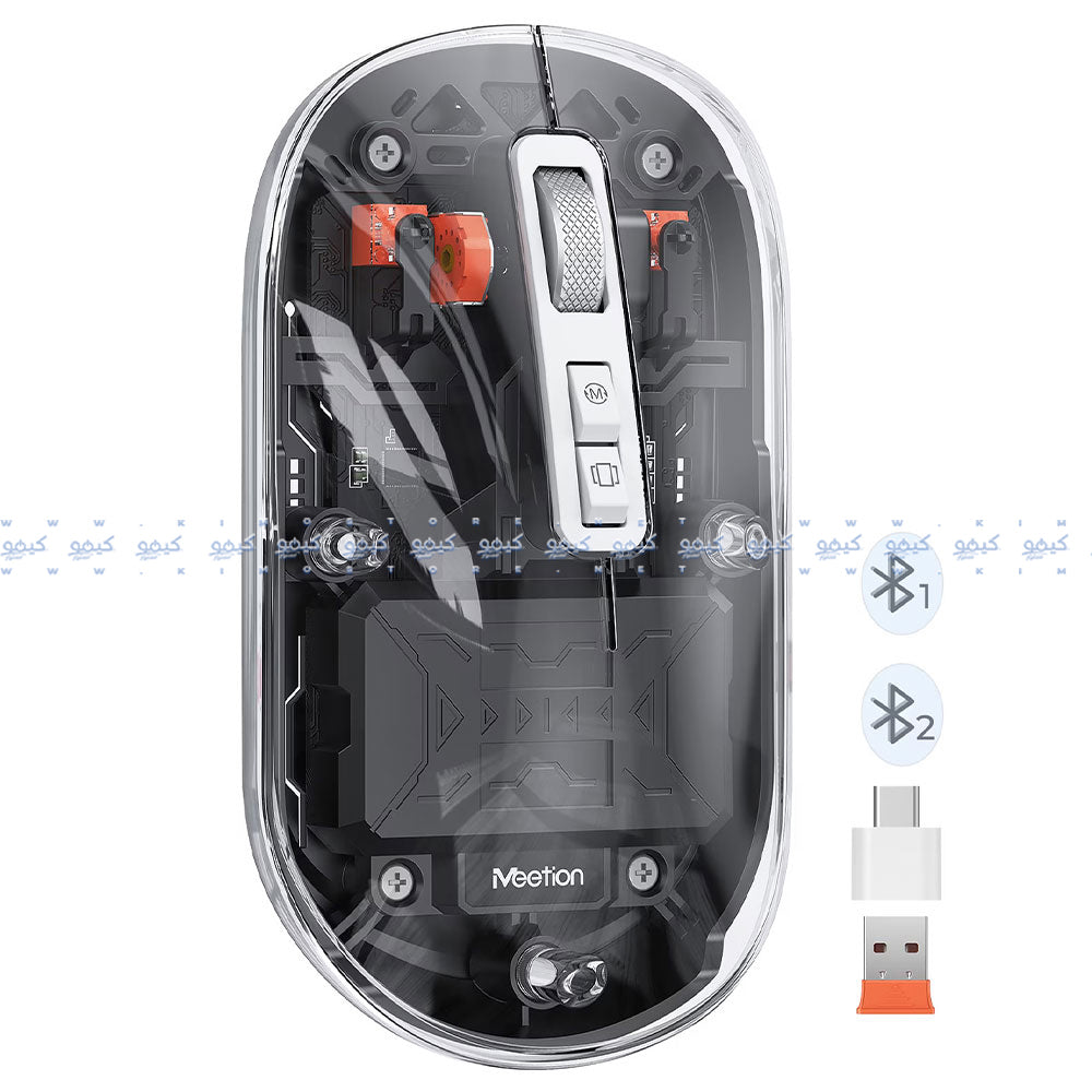 ماوس ميشن لاسلكي بلوتوث قابل للشحن 2400 نقطة في البوصة BTM005 - اسود شفاف