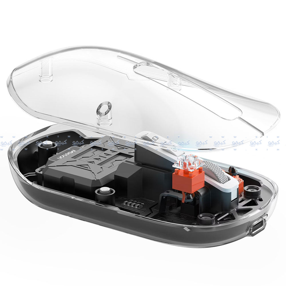 ماوس ميشن لاسلكي بلوتوث قابل للشحن 2400 نقطة في البوصة BTM005 - اسود شفاف