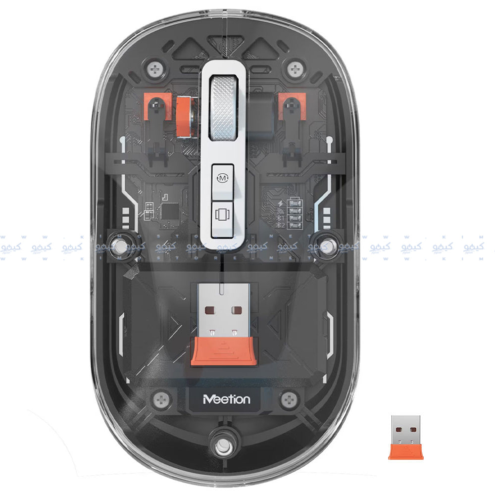 ماوس ميشن لاسلكي بلوتوث قابل للشحن 2400 نقطة في البوصة BTM005 - اسود شفاف