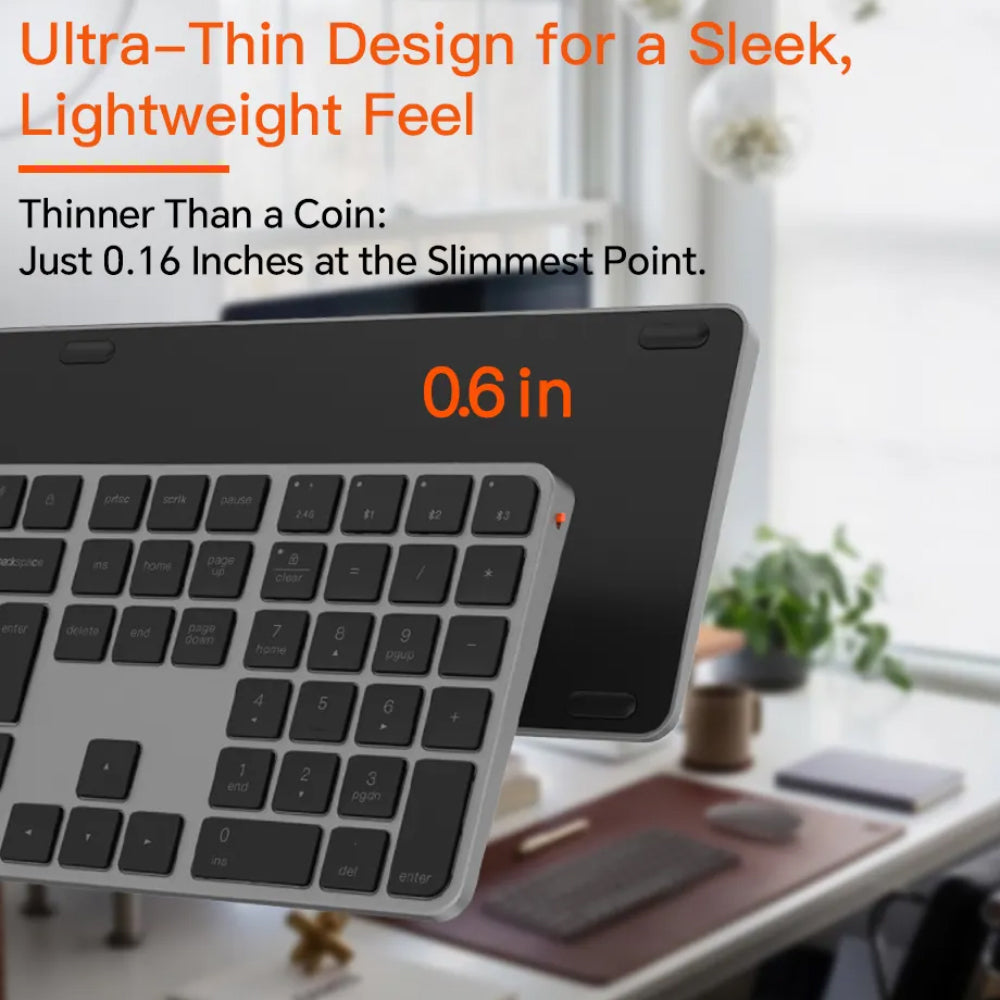 كيبورد + ماوس ميشن بلوتوث سلكي & Quite Slim - اسود رمادي