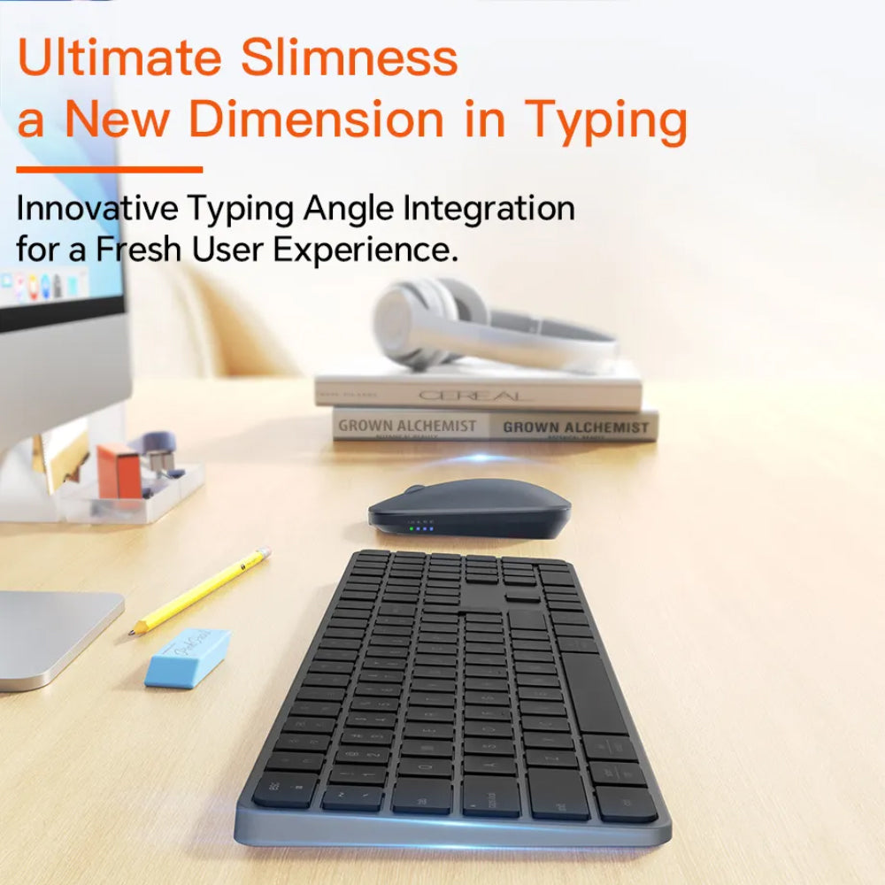Meetion Ikey Wireless & Wired Keyboard + Mouse Combo English & Arabic - Gray Black