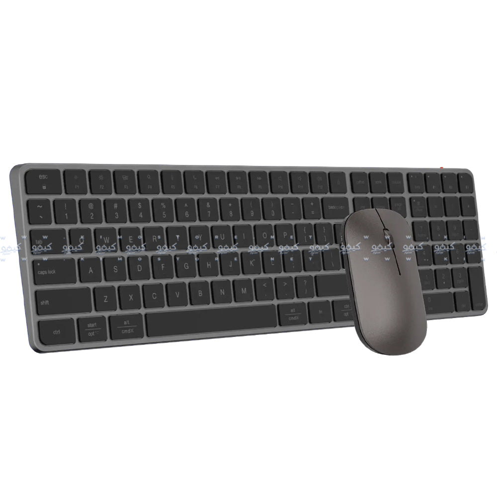 Meetion Ikey C230 Quite Slim Bluetooth Wireless & Wired Keyboard + Mouse Combo English & Arabic - Gray Black