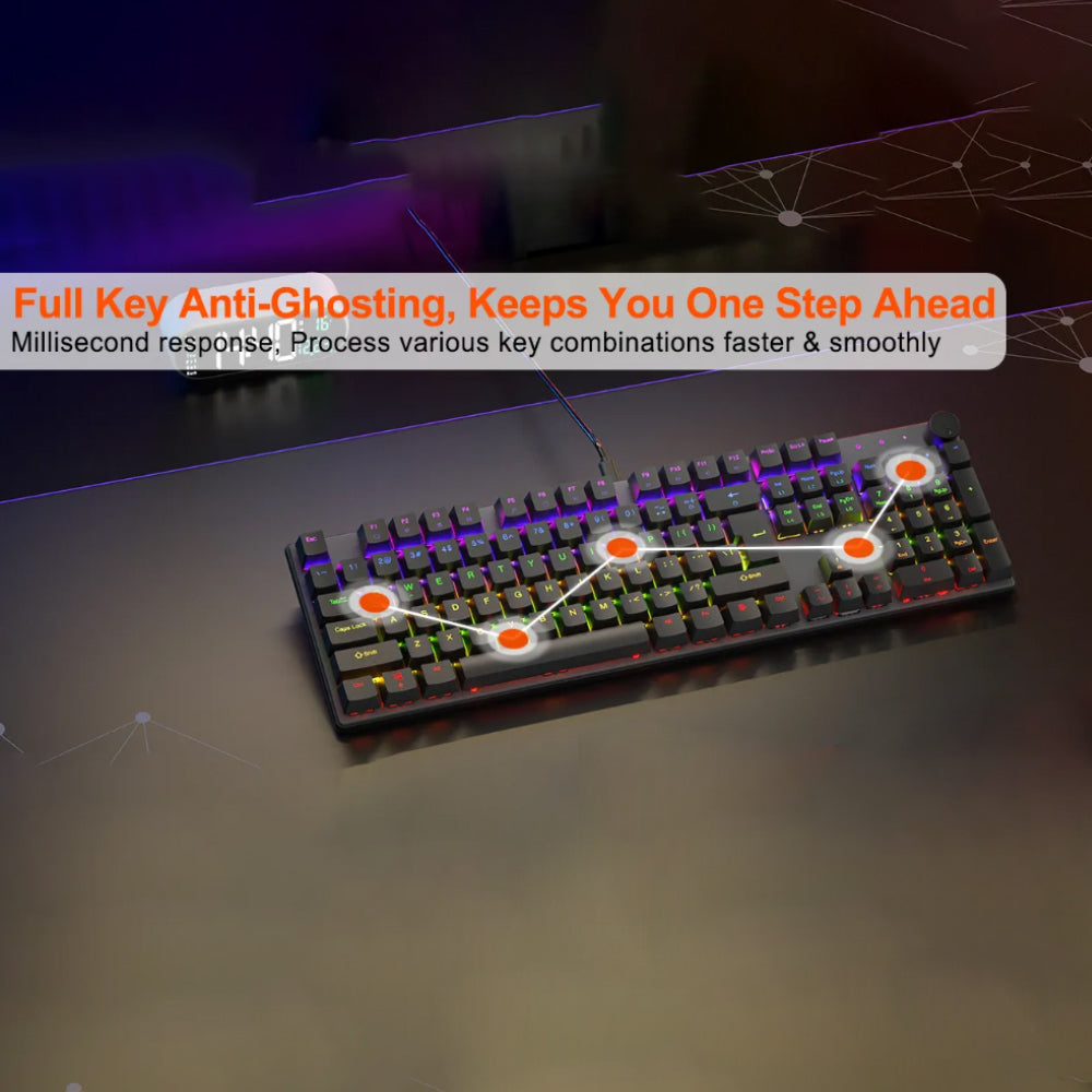 كيبورد ميشن سلكى سويتش أحمر Rainbow جيمنج إنجليزى وعربي