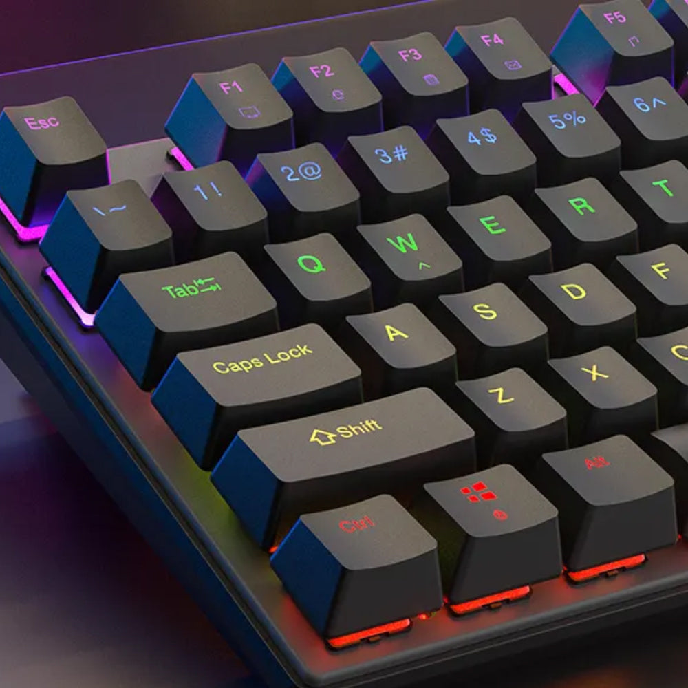 كيبورد ميشن سلكى سويتش أحمر Rainbow جيمنج إنجليزى وعربي MK009