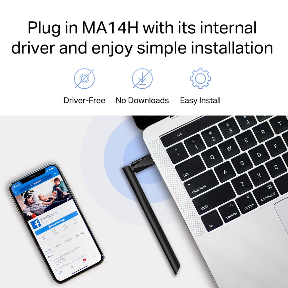 Mercusys MA14H AX300 Wireless USB Adapter With Antenna 300Mbps