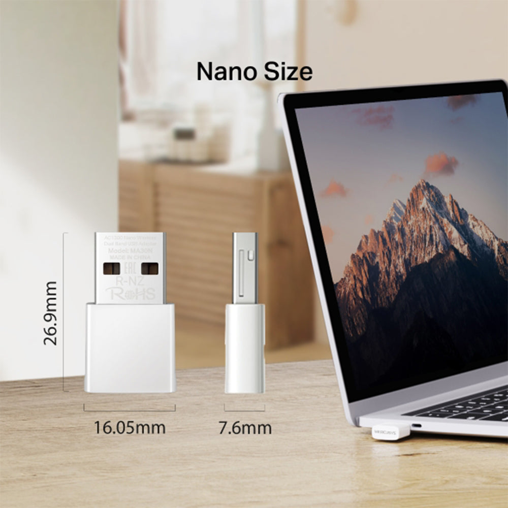 محول يو اس بي لاسلكي ميركوسيس 1300 ميجابت في الثانية MA30N AC1300 Nano