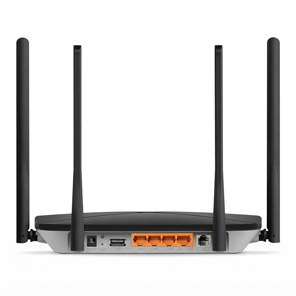 Mercusys MB430-DSL AC1200 VDSLADSL Modem Router 4 Ports + USB 4 Antenna