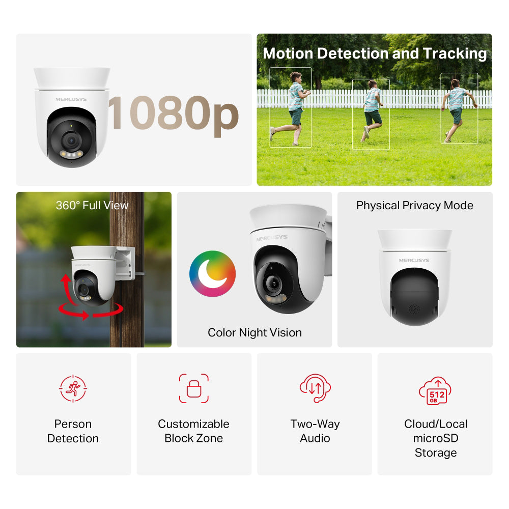 Mercusys MC500 Wi-Fi Pan & Tilt Outdoor Security Camera